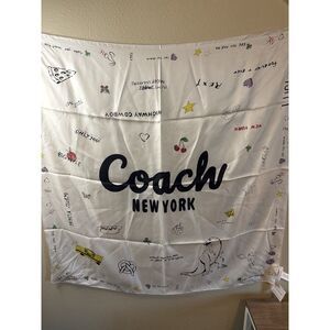 Coach XL silk scarf sketch print